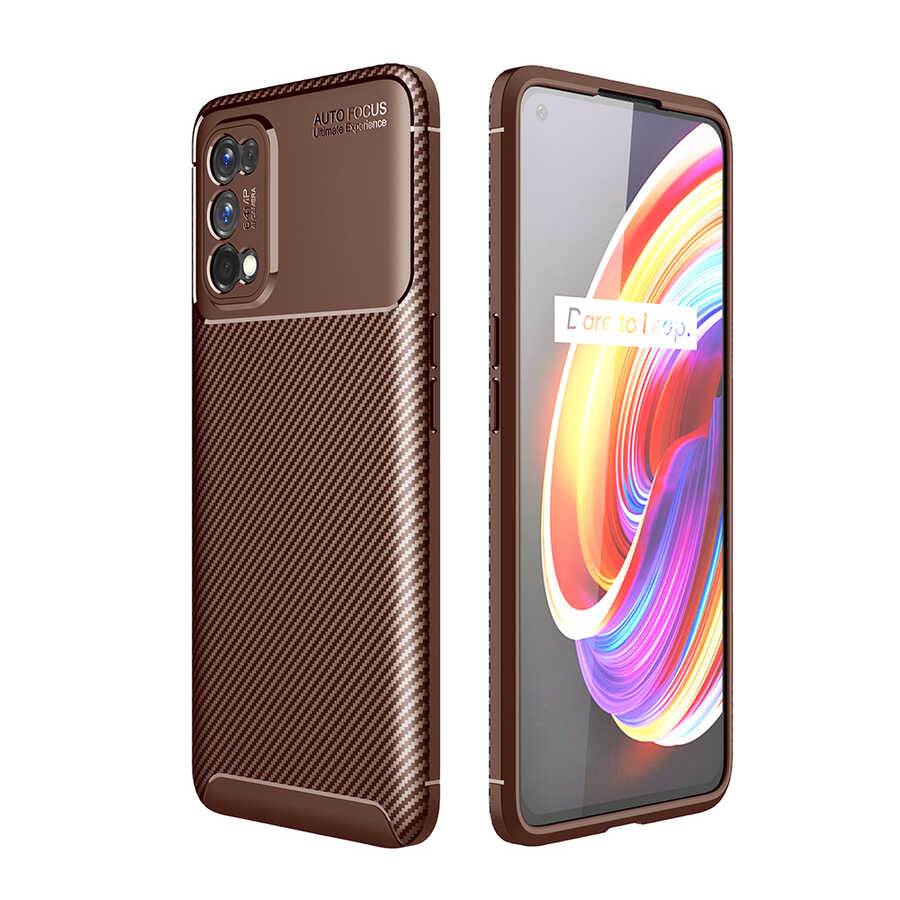 Realme 7 Pro Kılıf Zore Negro Silikon Kapak Kahverengi