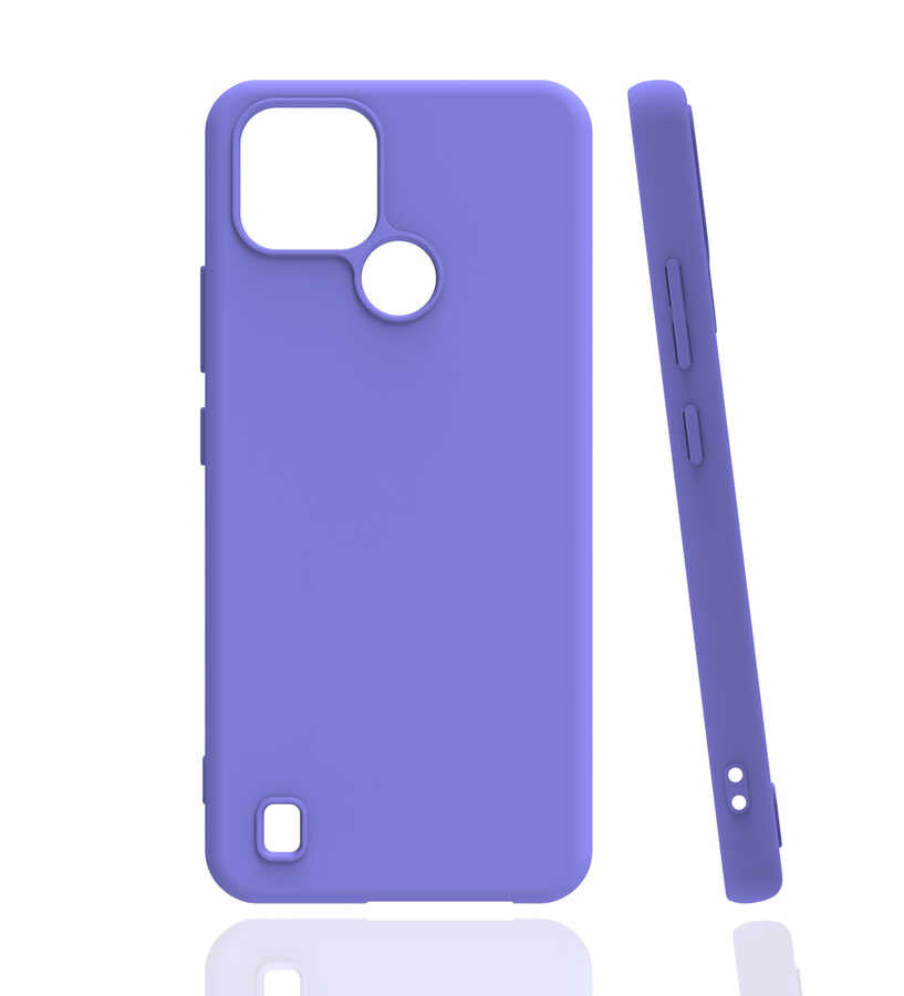 Realme C21 Kılıf Zore Biye Silikon Mor
