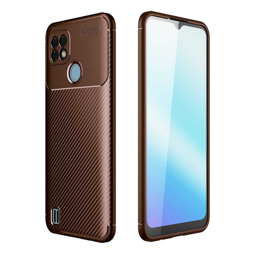 Realme C21 Kılıf Zore Negro Silikon Kapak Kahverengi
