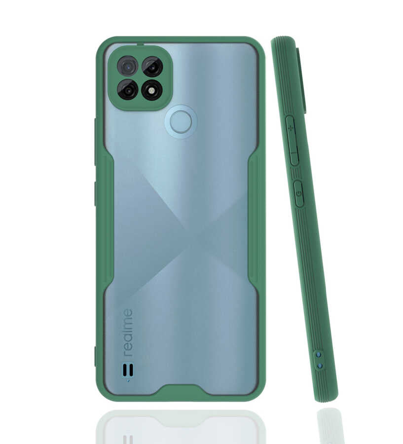 Realme C21 Kılıf Zore Parfe Kapak Koyu Yeşil