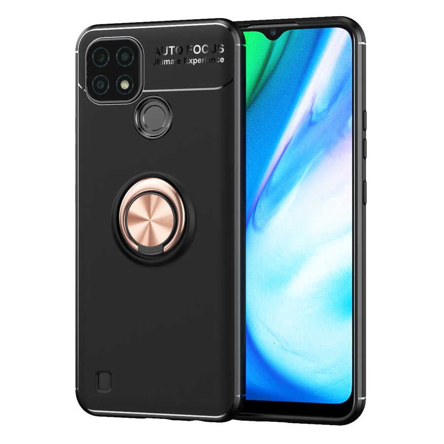 Realme C21 Kılıf Zore Ravel Silikon Kapak Siyah
