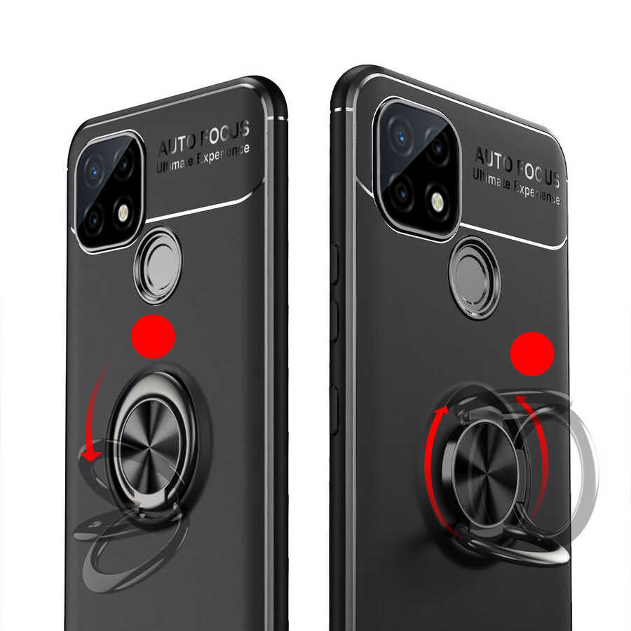 Realme C21 Kılıf Zore Ravel Silikon Kapak Siyah-Rose Gold