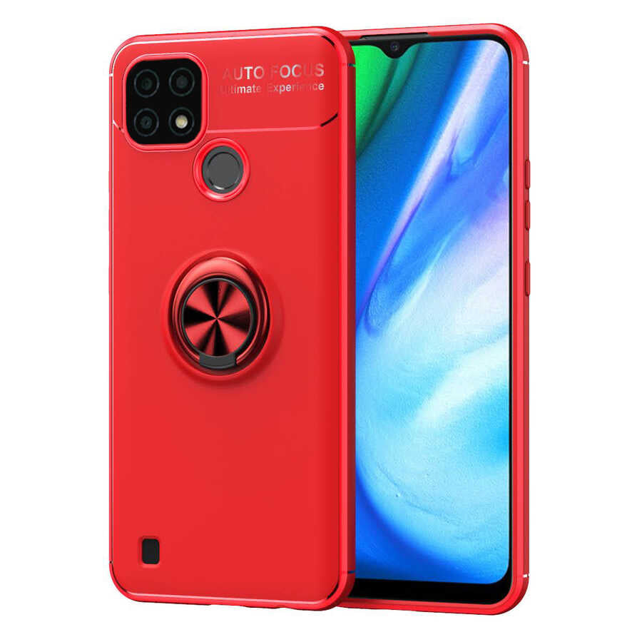 Realme C21 Kılıf Zore Ravel Silikon Kapak Kırmızı