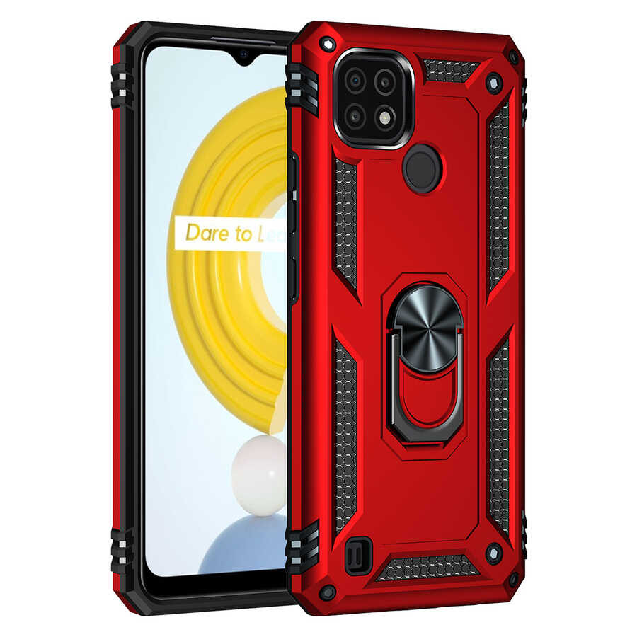 Realme C21 Kılıf Zore Vega Kapak Kırmızı