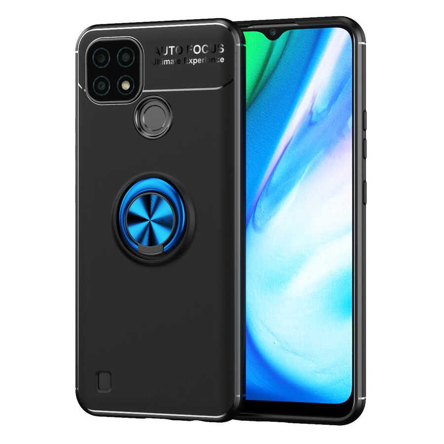 Realme C25 Kılıf Zore Ravel Silikon Kapak Siyah-Rose Gold