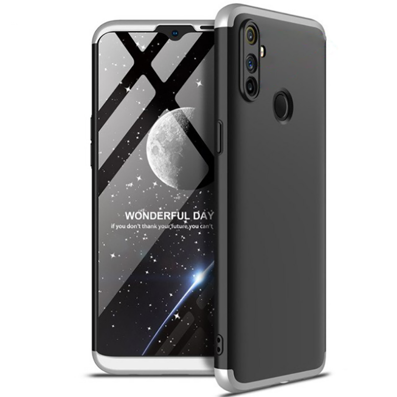 Realme C3 Kılıf Zore Ays Kapak Siyah-Gri