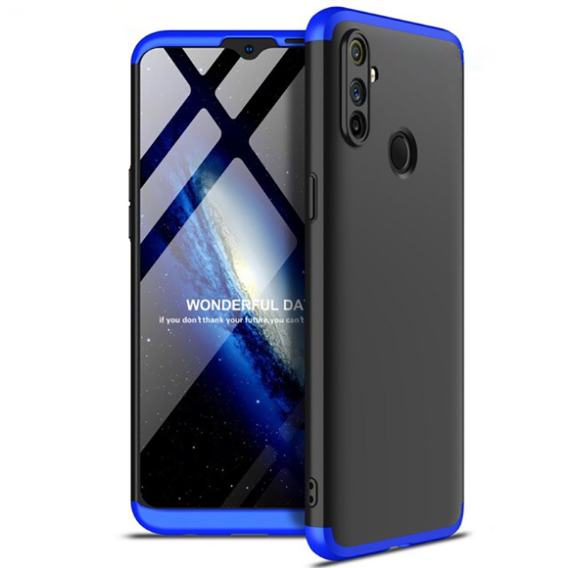 Realme C3 Kılıf Zore Ays Kapak Siyah-Mavi
