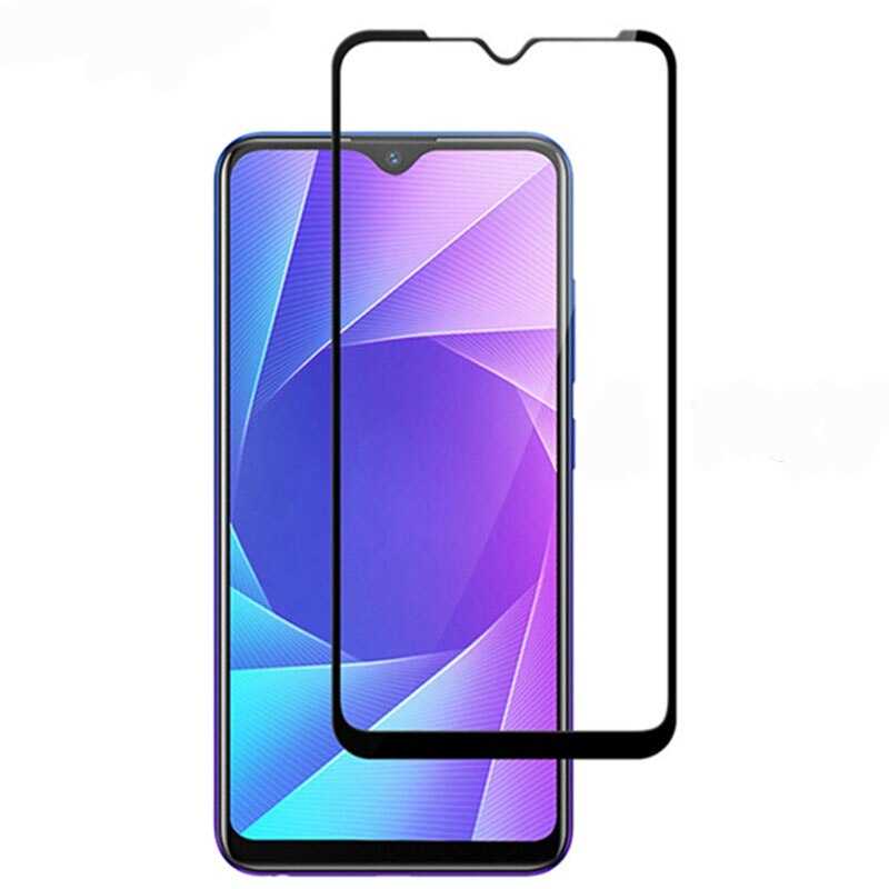 Realme C3 Zore Kenarları Kırılmaya Dayanıklı Cam Ekran Koruyucu Siyah