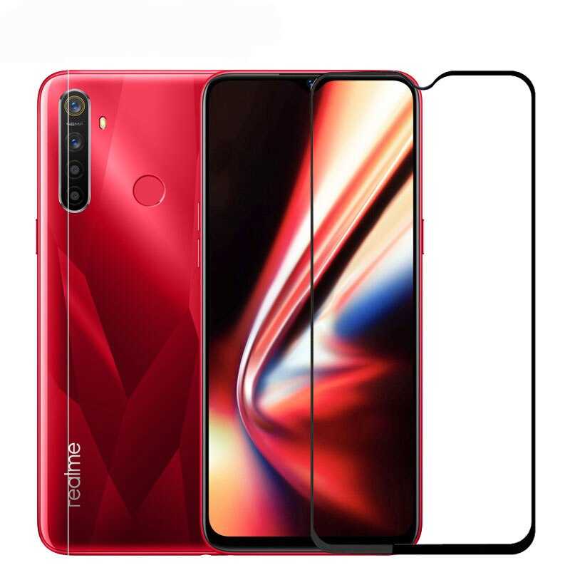 Realme C3 Zore Kenarları Kırılmaya Dayanıklı Cam Ekran Koruyucu Siyah