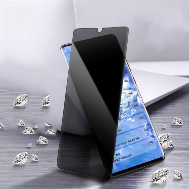 Realme C3 Zore New 5D Privacy Temperli Ekran Koruyucu Siyah