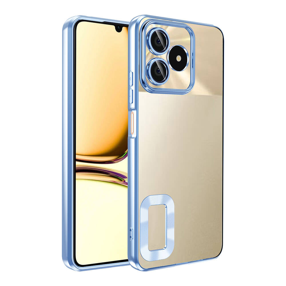 Realme C53 Kılıf Kamera Korumalı Logo Gösteren Zore Omega Kapak Gümüş