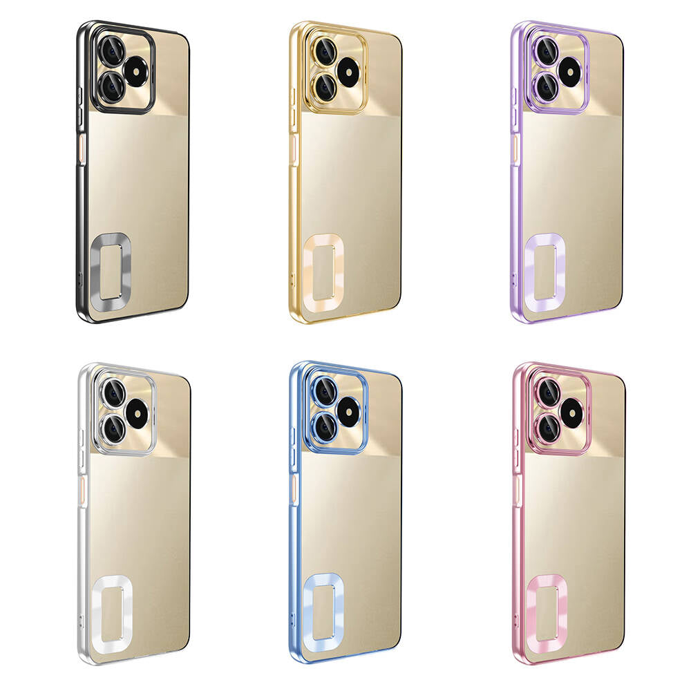 Realme C53 Kılıf Kamera Korumalı Logo Gösteren Zore Omega Kapak Mavi