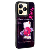 Realme C53 Kılıf Parlayan Kabartmalı İkonik Figürlü Zore Amas Silikon Kapak Mor