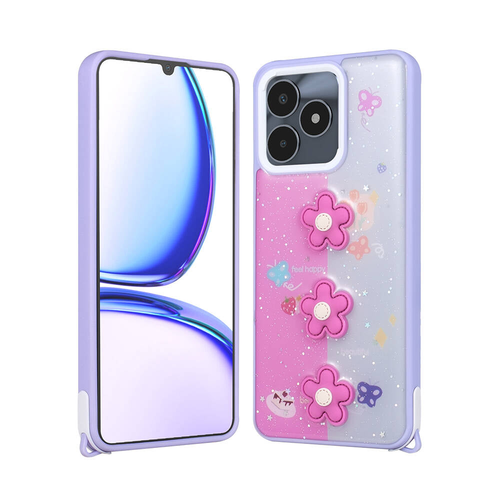 Realme C53 Kılıf Parlayan Simli Kabartma Figürlü Zore Cevze Kapak Yeşil