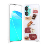 Realme C55 Kılıf Parlayan Simli Kabartma Figürlü Zore Cevze Kapak Beyaz
