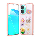 Realme C55 Kılıf Parlayan Simli Kabartma Figürlü Zore Cevze Kapak Pembe