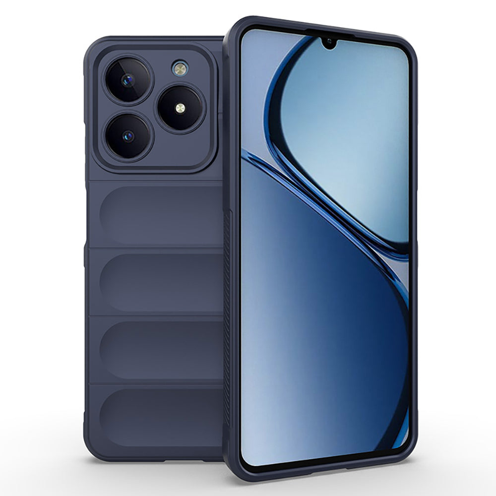 Realme C61 Kılıf Esnek TPU Oyuklu Arka Yüzey Tasarımlı Zore Etnik Silikon Kapak Lacivert
