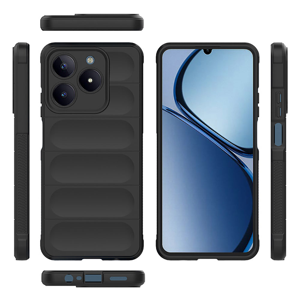 Realme C61 Kılıf Esnek TPU Oyuklu Arka Yüzey Tasarımlı Zore Etnik Silikon Kapak Lacivert