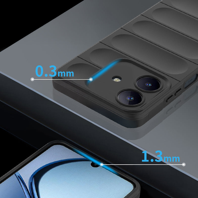 Realme C63 Kılıf Esnek TPU Oyuklu Arka Yüzey Tasarımlı Zore Etnik Silikon Kapak Koyu Yeşil