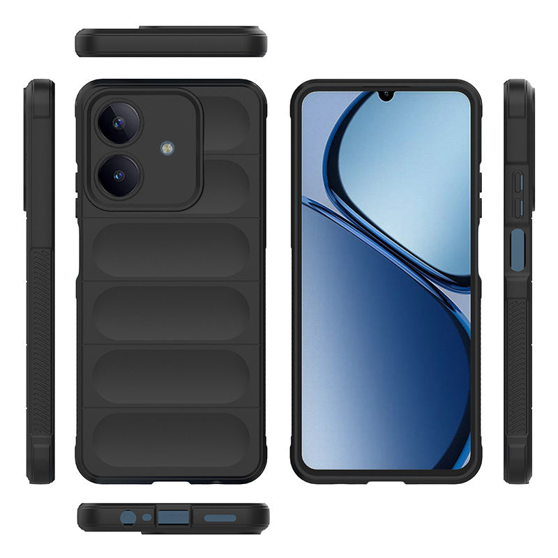 Realme C63 Kılıf Esnek TPU Oyuklu Arka Yüzey Tasarımlı Zore Etnik Silikon Kapak Lacivert