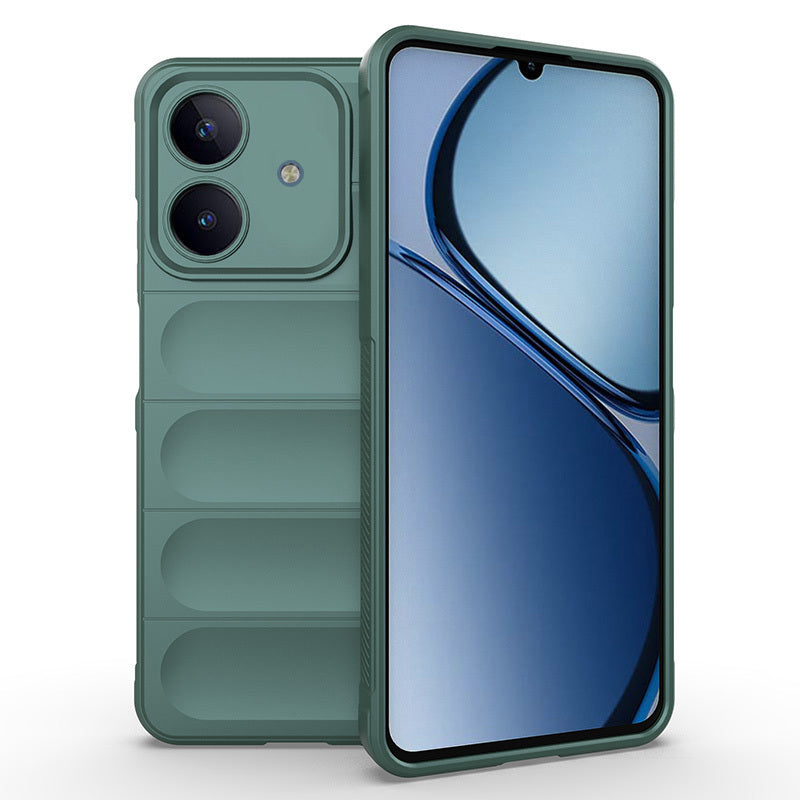 Realme C63 Kılıf Esnek TPU Oyuklu Arka Yüzey Tasarımlı Zore Etnik Silikon Kapak Koyu Yeşil