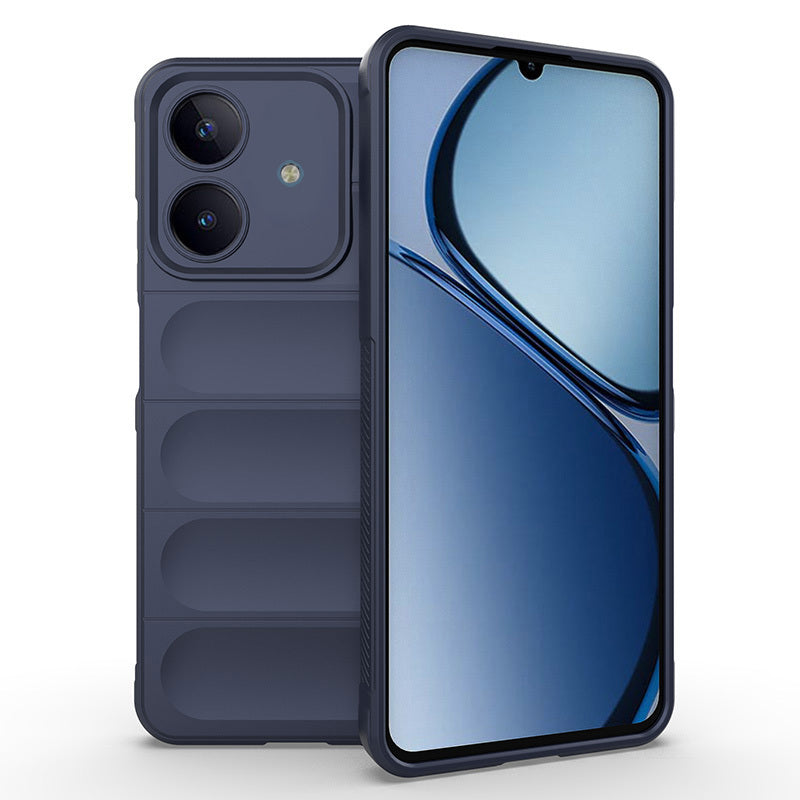 Realme C63 Kılıf Esnek TPU Oyuklu Arka Yüzey Tasarımlı Zore Etnik Silikon Kapak Lacivert