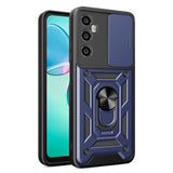 Realme C65 4G Kılıf Magnetik Standlı Kamera Korumalı Zore Sürgülü Vega Kapak Siyah
