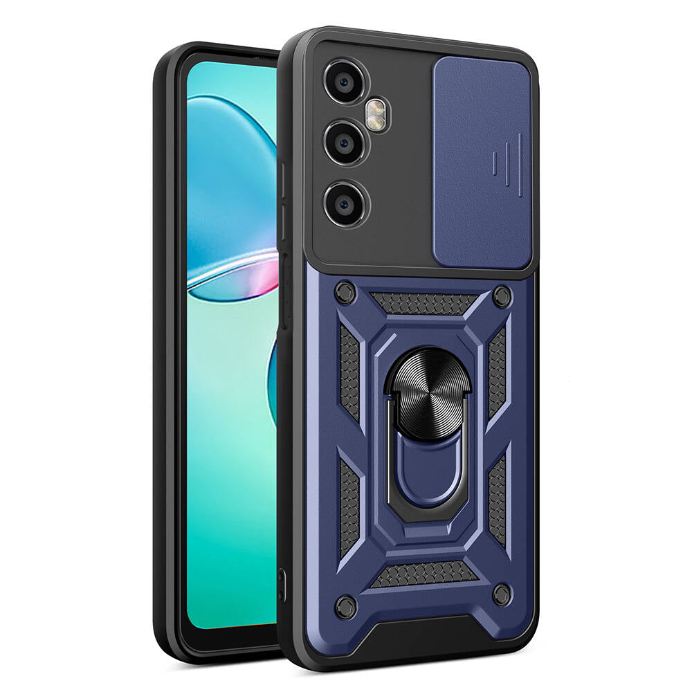 Realme C65 4G Kılıf Magnetik Standlı Kamera Korumalı Zore Sürgülü Vega Kapak Siyah