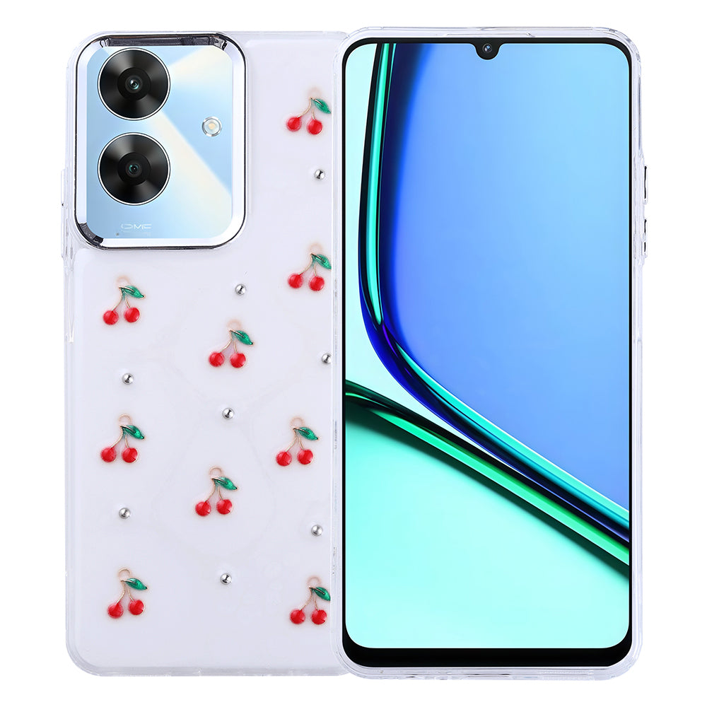 Realme Note 60 Kılıf Airbag Tasarımlı Simli Şeffaf Zore Kutup Kapak Kiraz