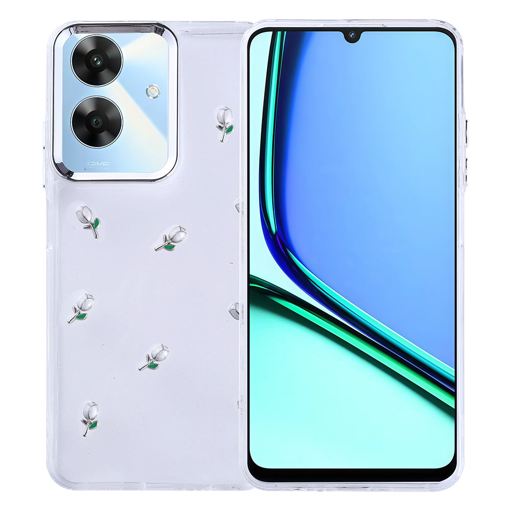 Realme Note 60 Kılıf Airbag Tasarımlı Simli Şeffaf Zore Kutup Kapak Lale