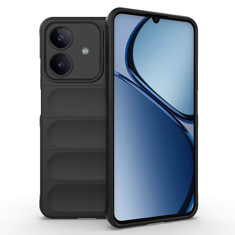 Realme Note 60 Kılıf Esnek TPU Oyuklu Arka Yüzey Tasarımlı Zore Etnik Silikon Kapak Siyah