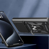 Realme Note 60 Kılıf Magnetik Standlı Kamera Korumalı Zore Sürgülü Vega Kapak Siyah