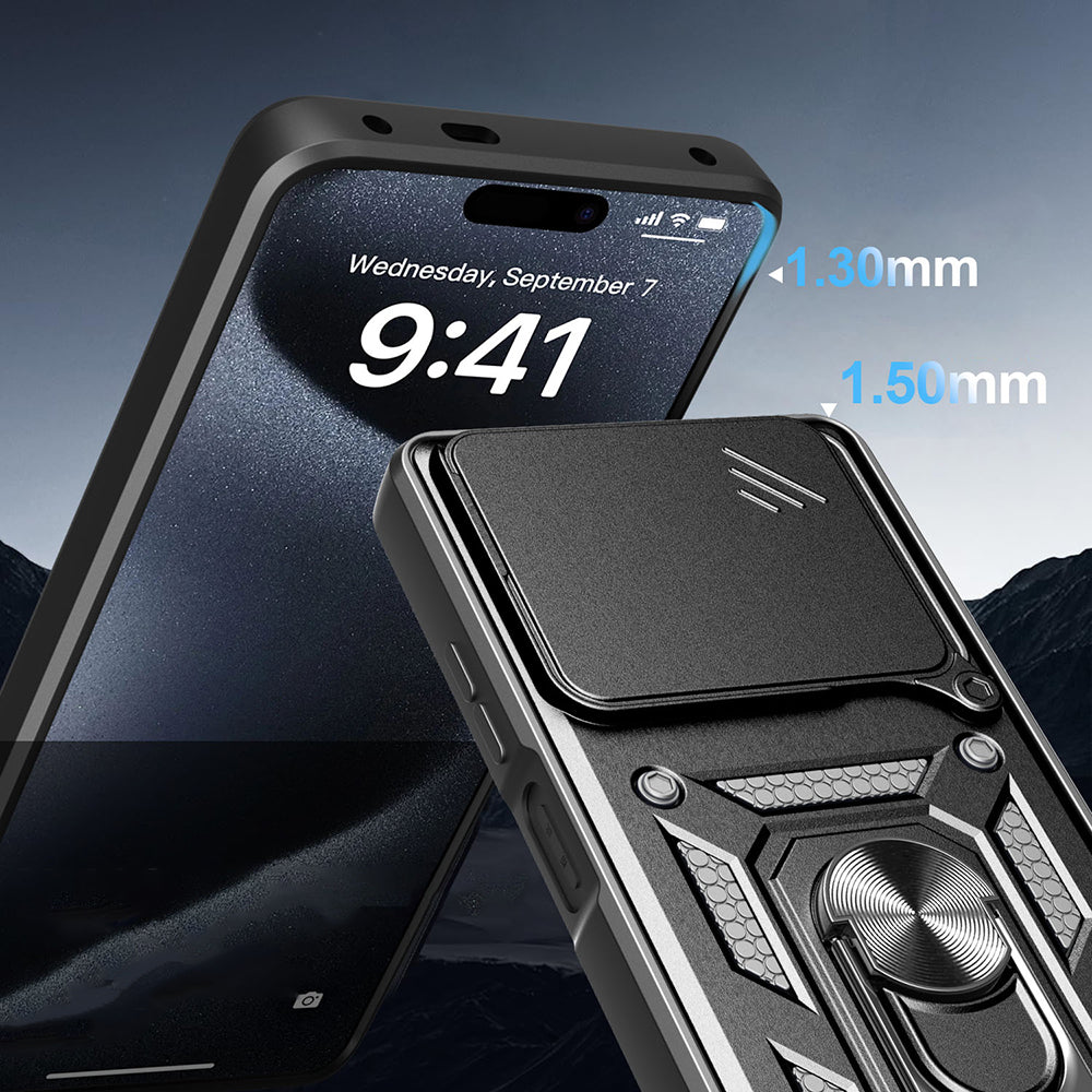 Realme Note 60 Kılıf Magnetik Standlı Kamera Korumalı Zore Sürgülü Vega Kapak Mavi
