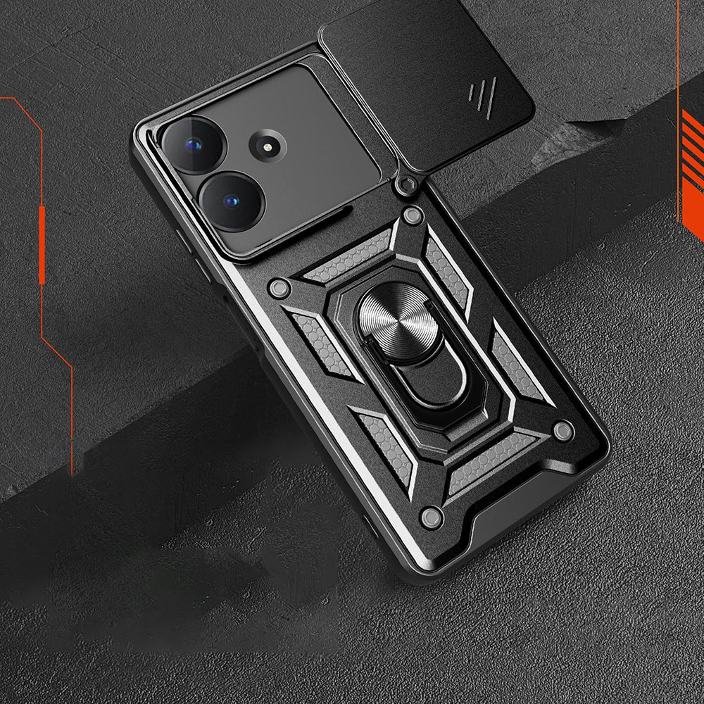 Realme Note 60 Kılıf Magnetik Standlı Kamera Korumalı Zore Sürgülü Vega Kapak Mavi