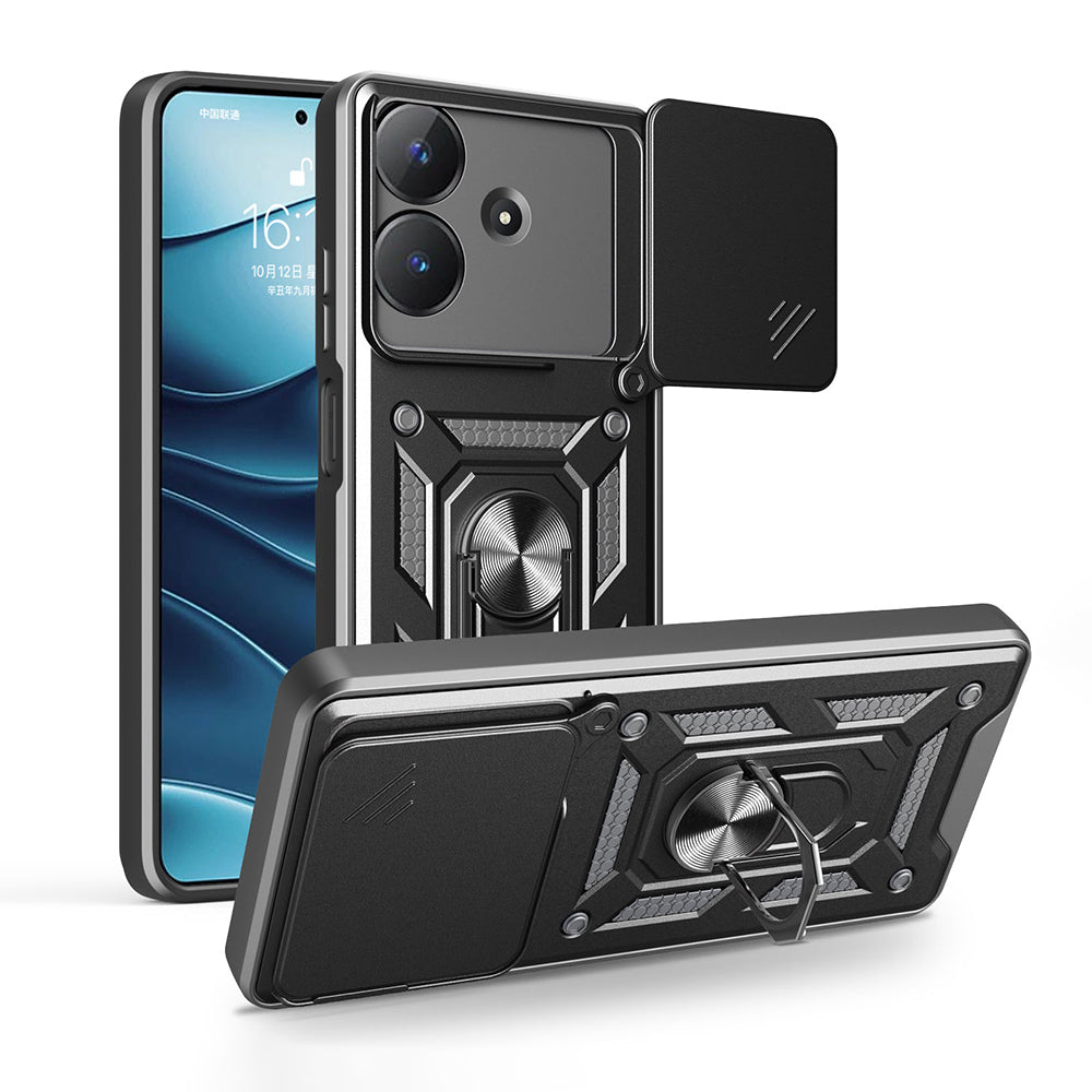 Realme Note 60 Kılıf Magnetik Standlı Kamera Korumalı Zore Sürgülü Vega Kapak Mavi