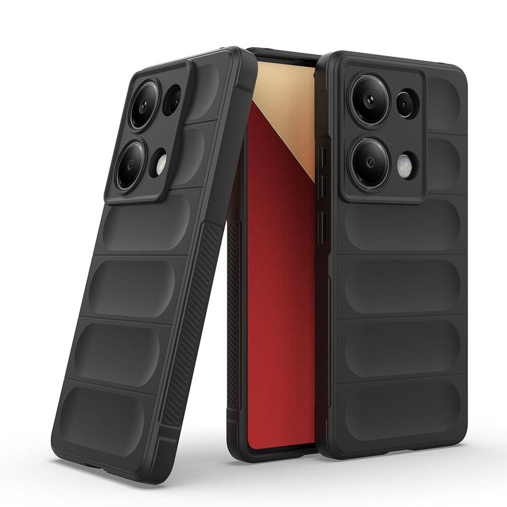 Redmi Note 13 Pro 4G Kılıf Esnek TPU Oyuklu Arka Yüzey Tasarımlı Zore Etnik Silikon Kapak Koyu Yeşil