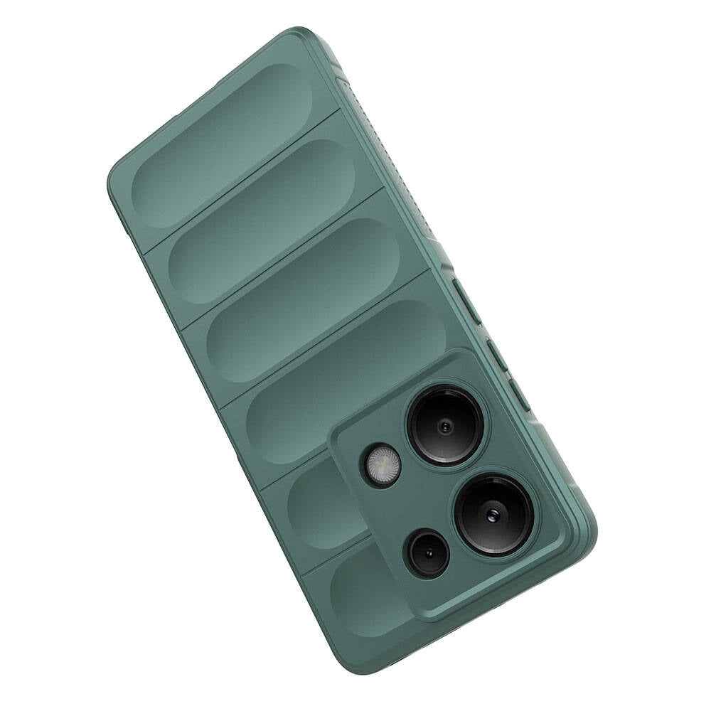 Redmi Note 13 Pro 4G Kılıf Esnek TPU Oyuklu Arka Yüzey Tasarımlı Zore Etnik Silikon Kapak Koyu Yeşil