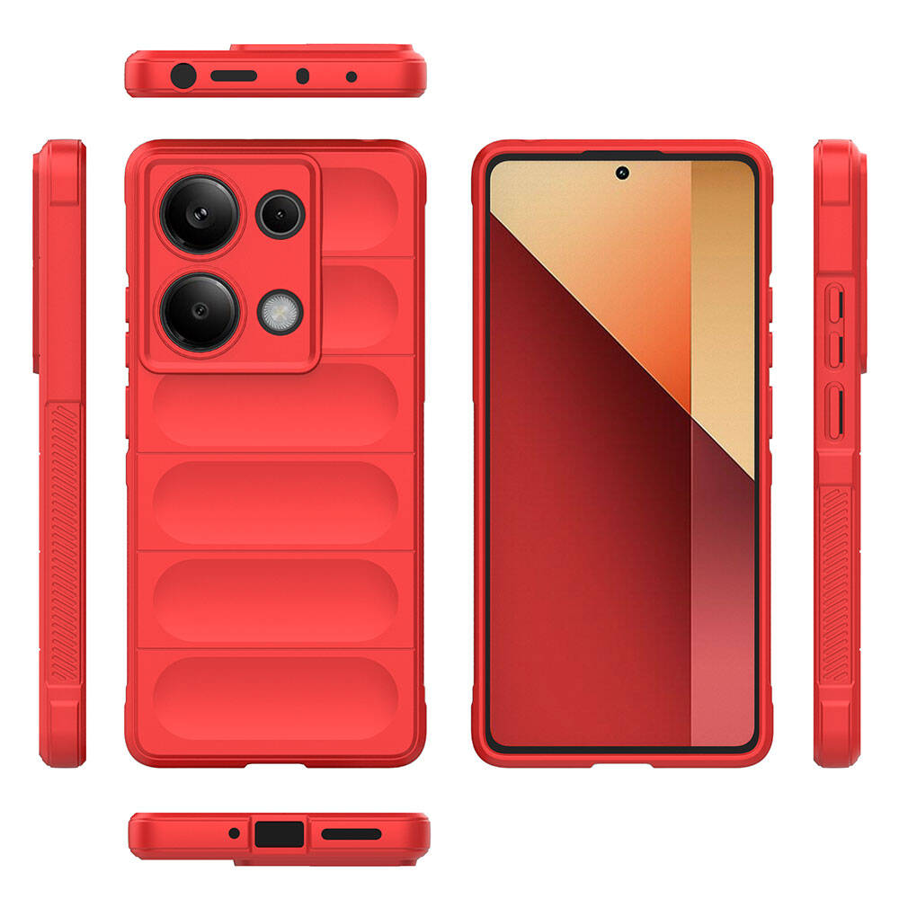 Redmi Note 13 Pro 4G Kılıf Esnek TPU Oyuklu Arka Yüzey Tasarımlı Zore Etnik Silikon Kapak Kırmızı