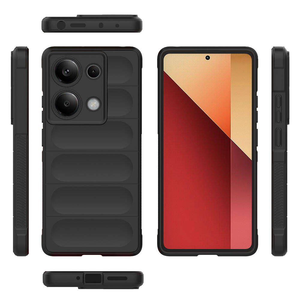 Redmi Note 13 Pro 4G Kılıf Esnek TPU Oyuklu Arka Yüzey Tasarımlı Zore Etnik Silikon Kapak Koyu Yeşil