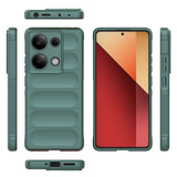 Redmi Note 13 Pro 4G Kılıf Esnek TPU Oyuklu Arka Yüzey Tasarımlı Zore Etnik Silikon Kapak Koyu Yeşil