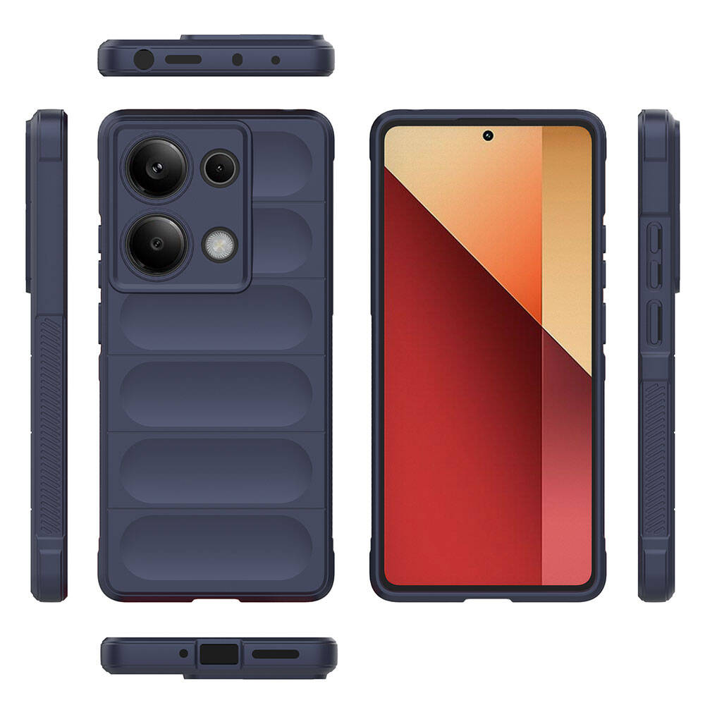 Redmi Note 13 Pro 4G Kılıf Esnek TPU Oyuklu Arka Yüzey Tasarımlı Zore Etnik Silikon Kapak Koyu Yeşil