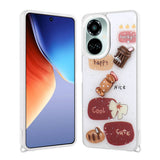 Tecno Camon 19 Pro Kılıf Parlayan Simli Kabartma Figürlü Zore Cevze Kapak Beyaz