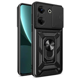 Tecno Camon 20 Kılıf Magnetik Standlı Kamera Korumalı Zore Sürgülü Vega Kapak Mavi