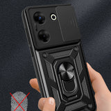 Tecno Camon 20 Pro 4G Kılıf Magnetik Standlı Kamera Korumalı Zore Sürgülü Vega Kapak Siyah