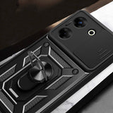 Tecno Camon 20 Pro 4G Kılıf Magnetik Standlı Kamera Korumalı Zore Sürgülü Vega Kapak Siyah