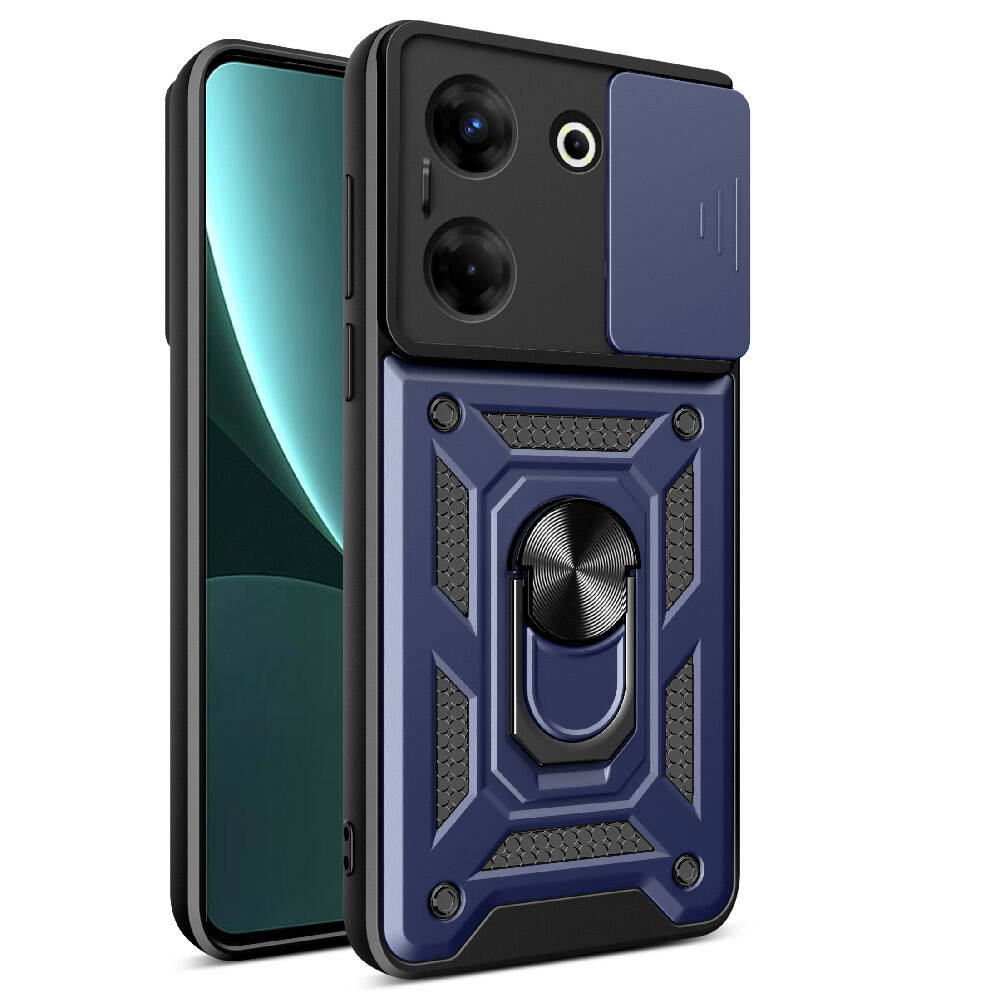 Tecno Camon 20 Pro 4G Kılıf Magnetik Standlı Kamera Korumalı Zore Sürgülü Vega Kapak Siyah