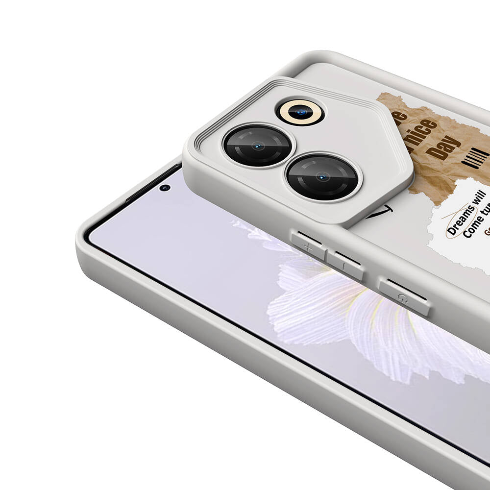 Tecno Camon 20 Pro 5G Kılıf Kamera Korumalı Baskılı Arka Yüzey Zore Klas Kapak Koyu Kahve