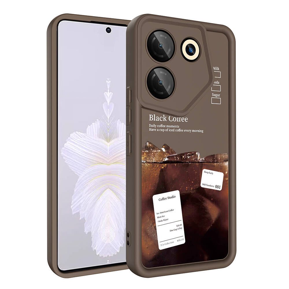 Tecno Camon 20 Pro 5G Kılıf Kamera Korumalı Baskılı Arka Yüzey Zore Klas Kapak Açık Kahve