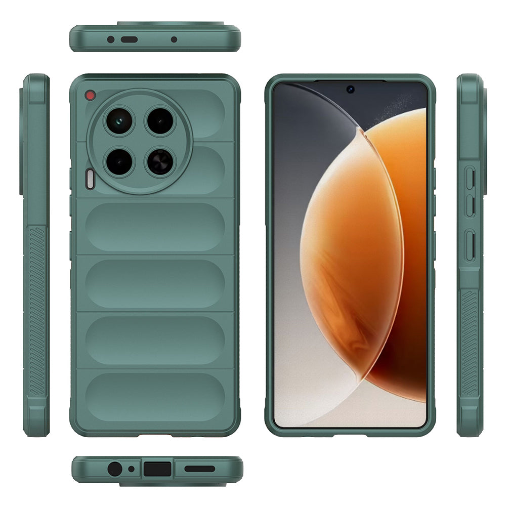 Tecno Camon 30 4G Kılıf Esnek TPU Oyuklu Arka Yüzey Tasarımlı Zore Etnik Silikon Kapak Koyu Yeşil
