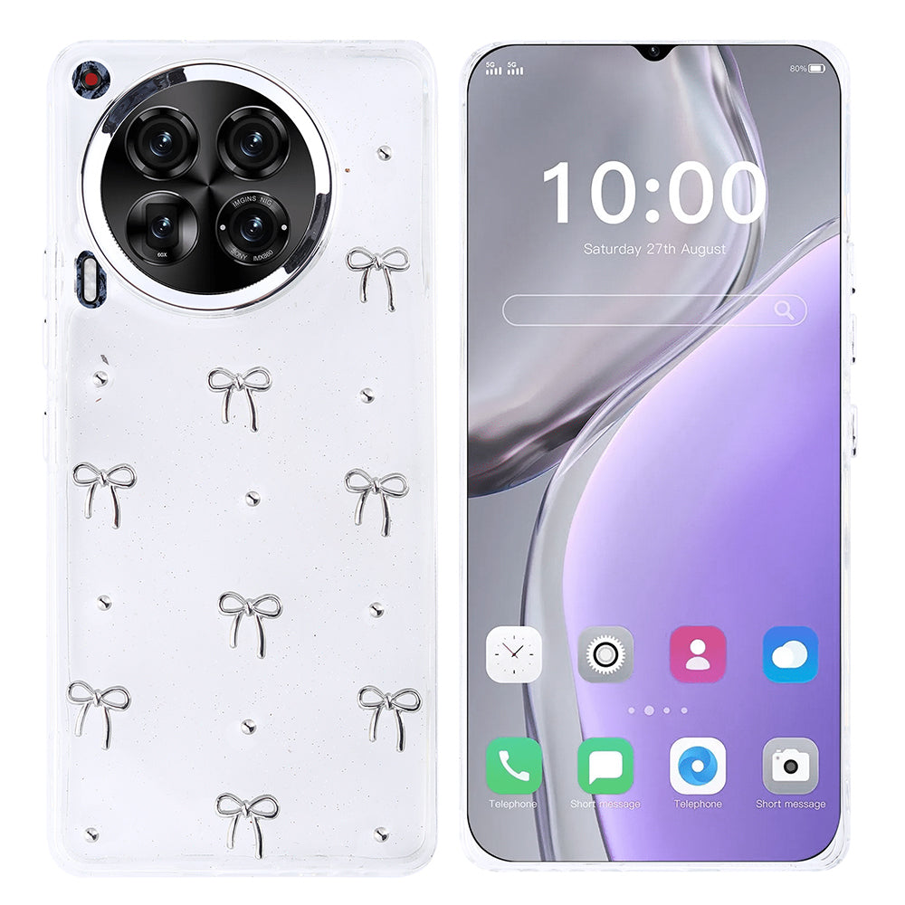 Tecno Camon 30 Kılıf Airbag Tasarımlı Simli Şeffaf Zore Kutup Kapak Fiyonk